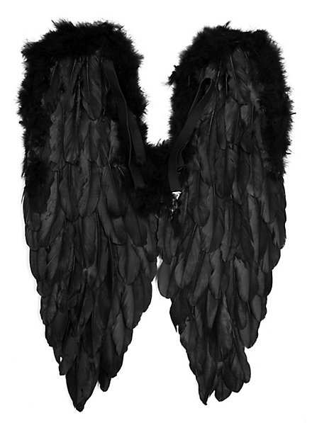 Schwarze Engelsflügel - Große Erwachsene Natürliche Federflügel